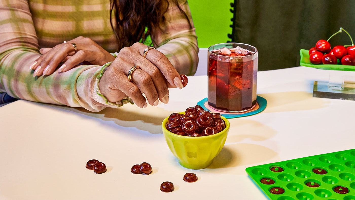 Tart Cherry gummies made from Revl Fruits Tart Cherry juice.